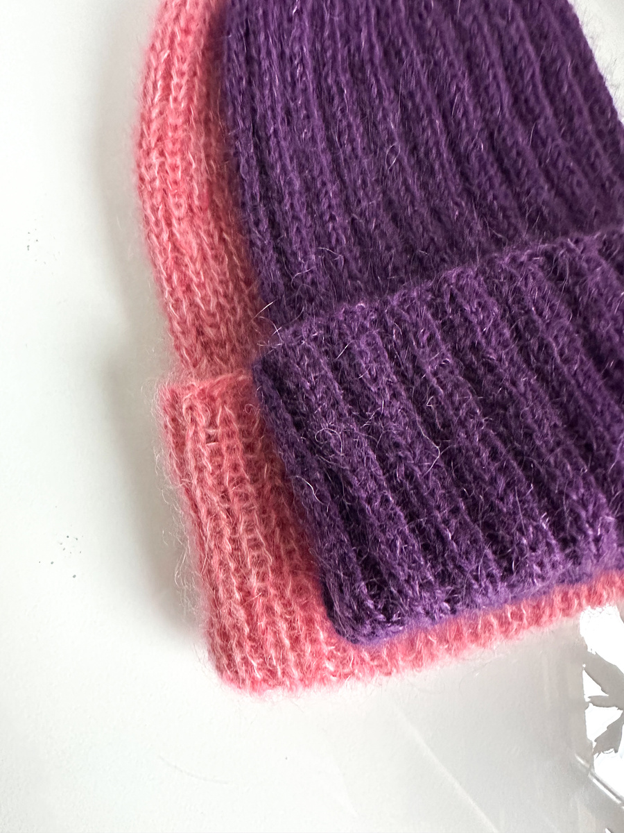 MARGARET Handmade Turn-Up Beanie Alpaca Mohair and Silk 4400/16 Dark Purple