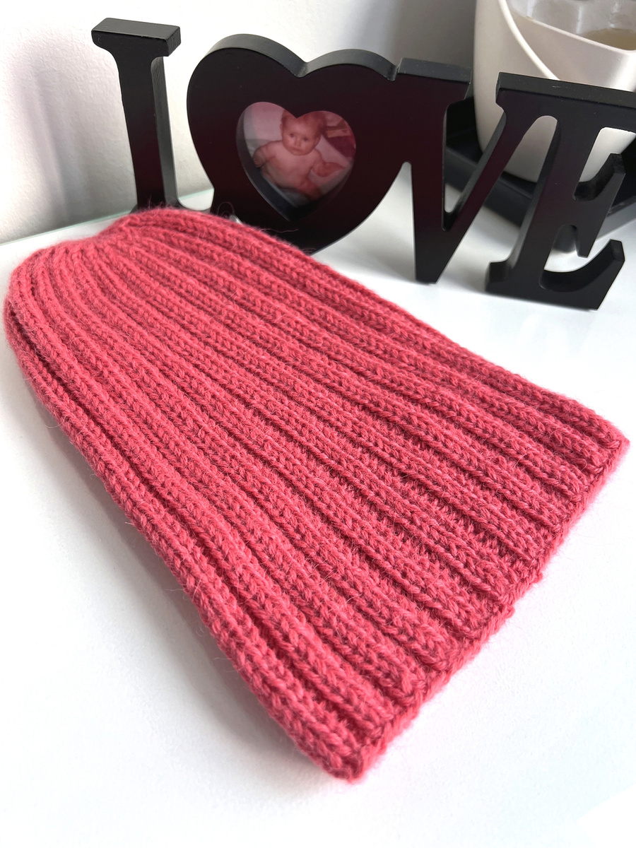 Ręcznie robiona Czapka LAURIN 100% Alpaka 9022 Koralowy