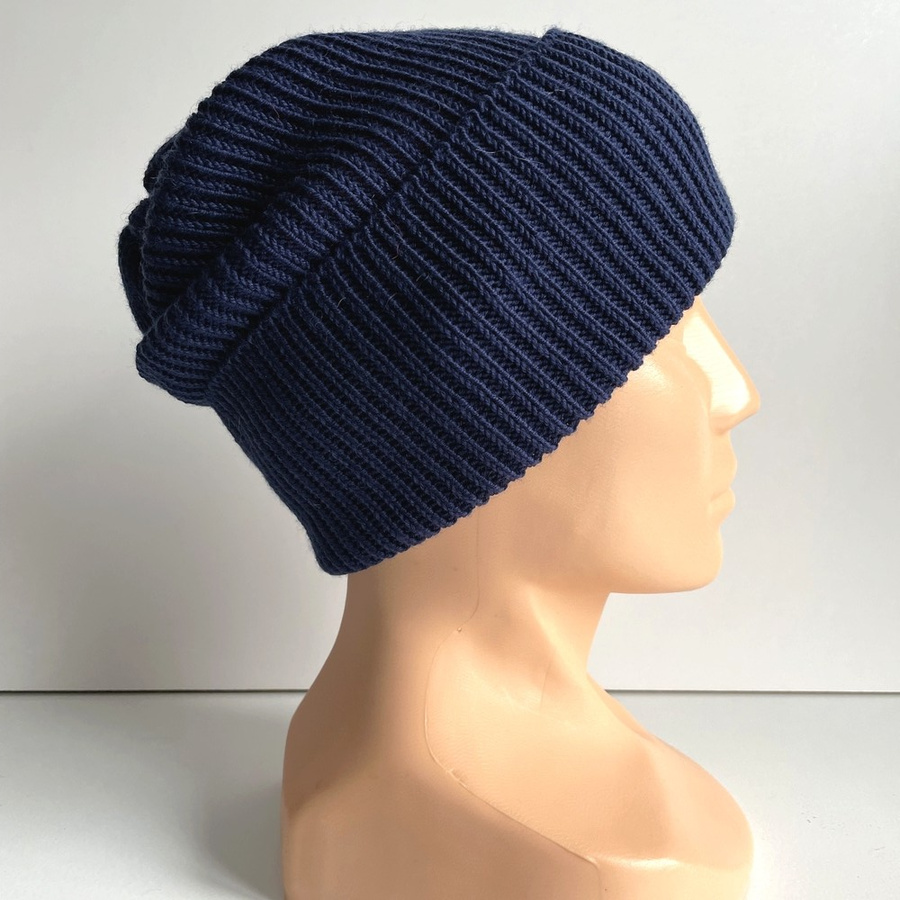 VARELLA – czapka beanie z wełny merino 100% baby merino 13 granatowy, jesienno-zimowa