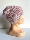AUREA – ręcznie robiona ciepła czapka beanie merino + moher i jedwab damska 54/40 Pudrowy Różowy