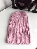 JANKA – gruba czapka beanie zimowa damska z wełny Nitkowe Love 30 Pastelowy Róż