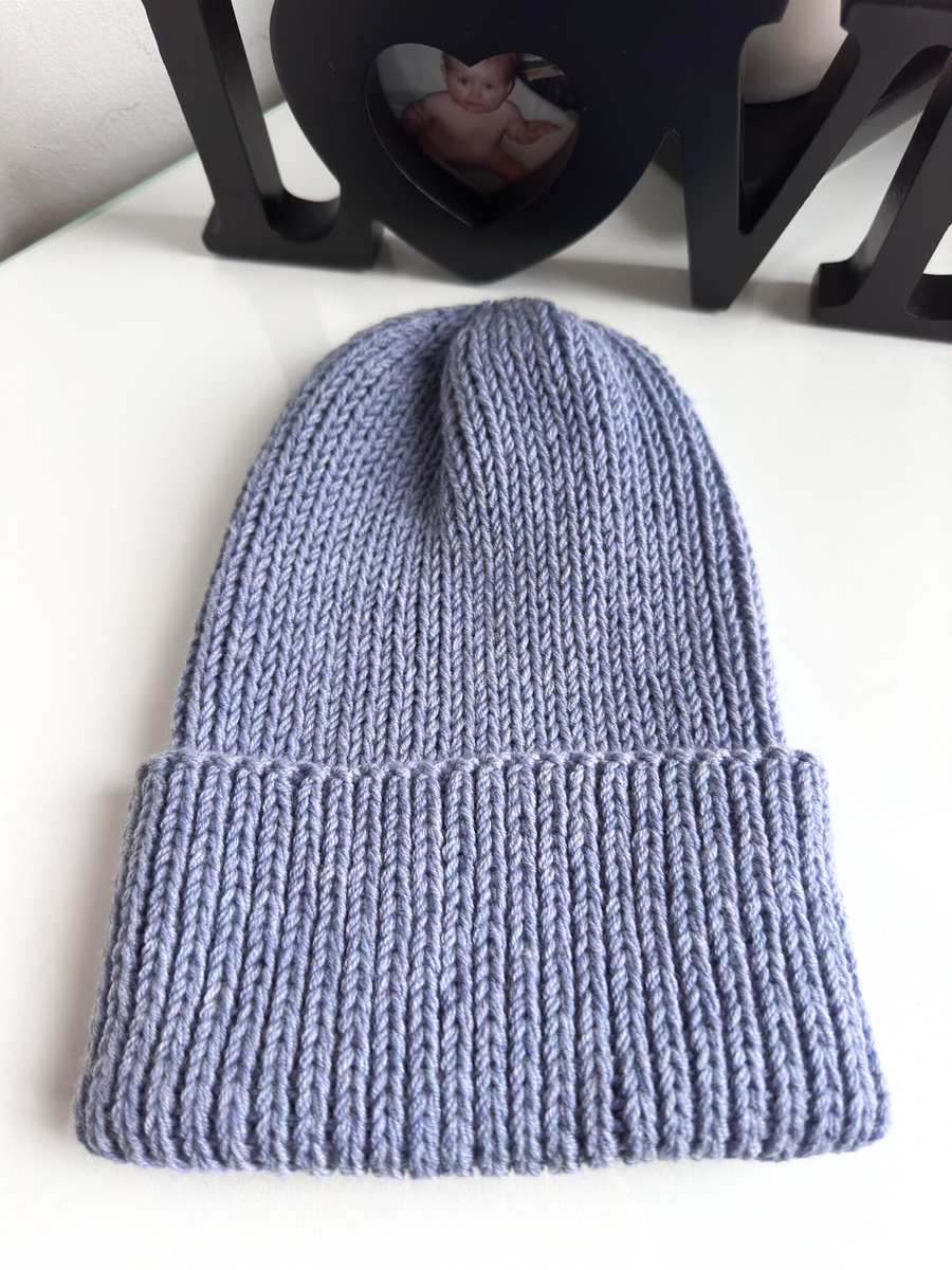 NANA – czapka wywijana merino 100% Baby Merino 37 Jasna Lawenda