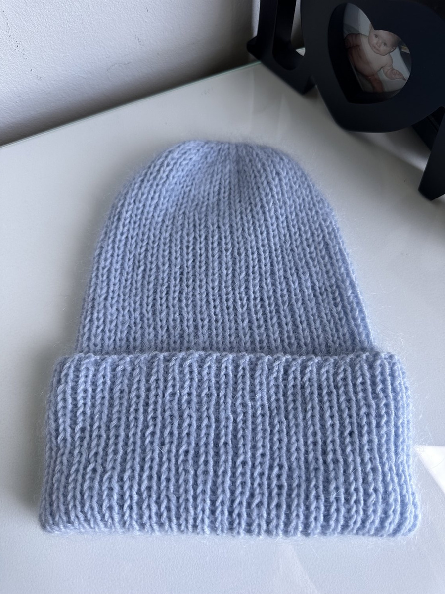 AUREA – ręcznie robiona czapka beanie baby merino + moher i jedwab damska/dziecięca 53/07 Rosa