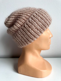 AUREA – ręcznie robiona czapka beanie baby merino + moher i jedwab dziecięca/damska 59/41 Pszeniczny