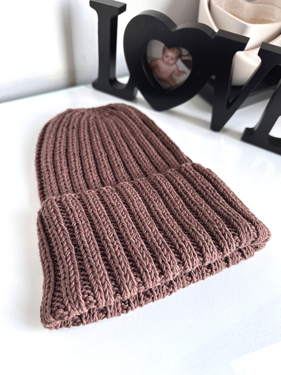 HELLI – czapka zimowa merino wywijana 52 Czekolada, unisex