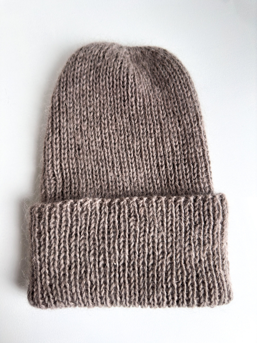 AUREA – czapka beanie handmade baby merino + moher i jedwab damska/dziecięca 57/12 Szaro-Brązowy
