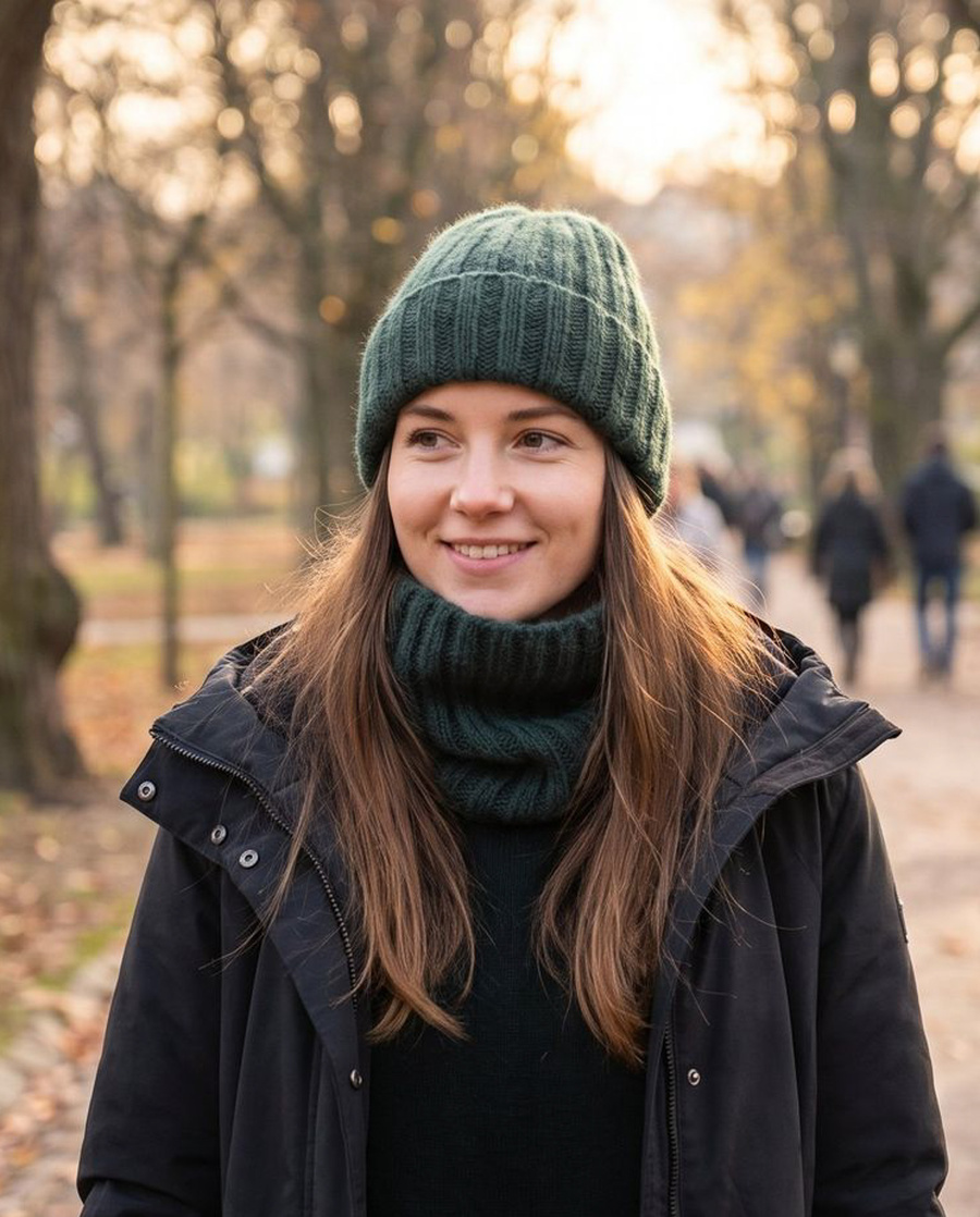 Wełniany KOMIN KASZMIR 100% MARLA 624 Bosco