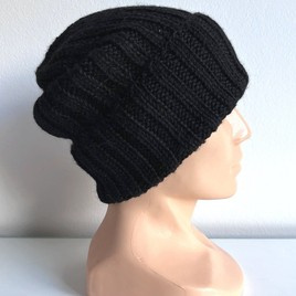 LAURIN Turn-Up Beanie 100% Alpaca 8903 Black