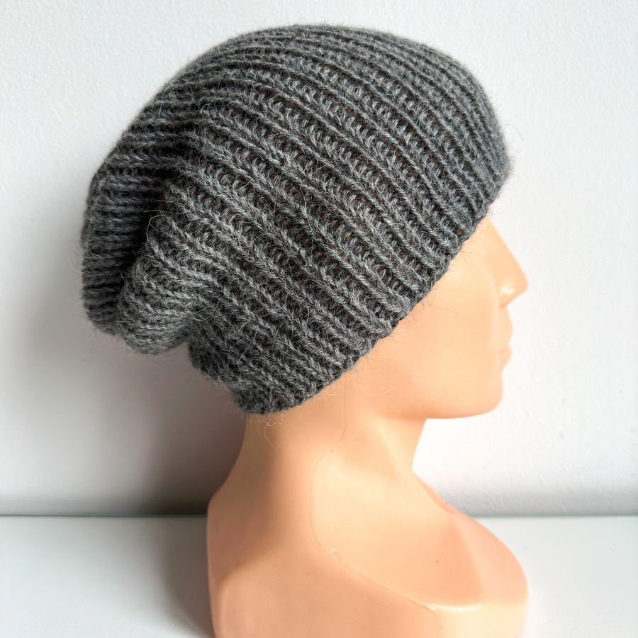 KIARA Beanie-Mütze ohne Umschlag 100% Alpaka 4305 ciemny indygo
