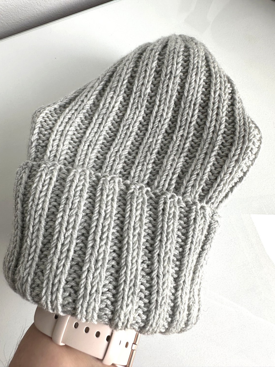 Wywijana czapka merino HELLI 100% Baby Merino 22 Jasny Szary