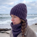 LAURIN Beanie 100% Alpaca 9023 Fioletowa Mgiełka