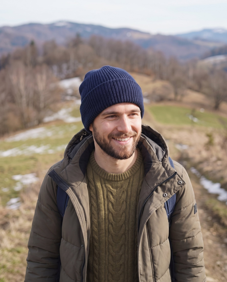 Beanie czapka z wełny merino VARELLA 100% Baby Merino 13 Granatowy