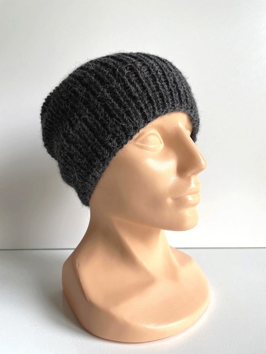 KIARA – czapka beanie z alpaki 100% 506 ciemny szary uniwersalna jesienno‑zimowa