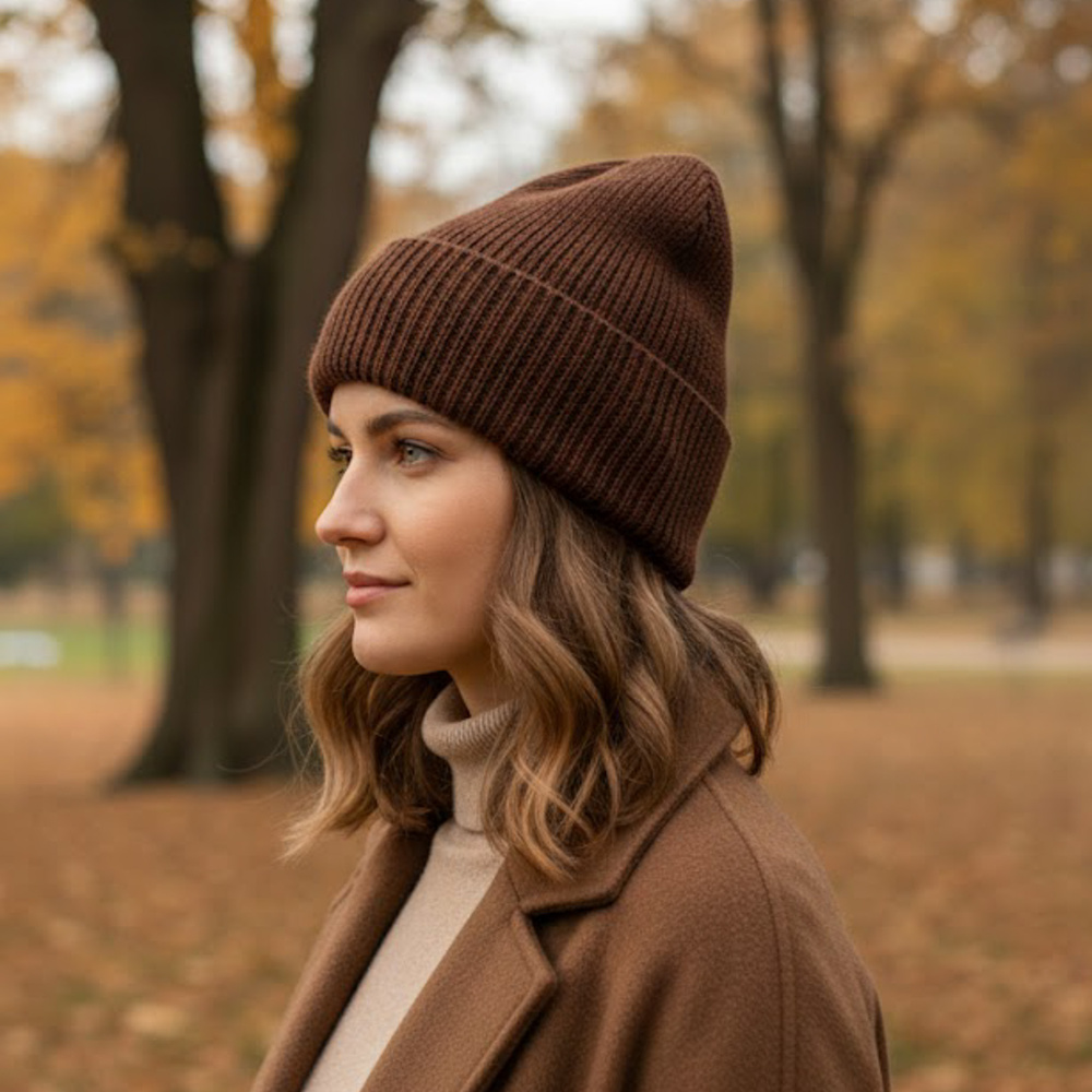 Czapka HELEN z alpaki miedziany brąz - podsumowanie wyglądu i fasonu