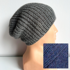 KIARA Beanie-Mütze ohne Umschlag 100% Alpaka 6360 nocne niebo