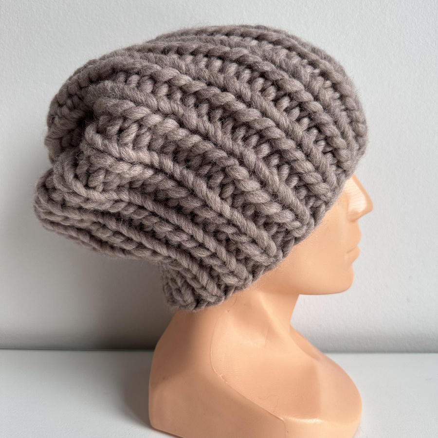 ASHER Thick Women's Wool Beanie 06 Light Beige Nitkowe Love
