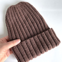 HELLI – czapka zimowa merino wywijana 52 Czekolada, unisex