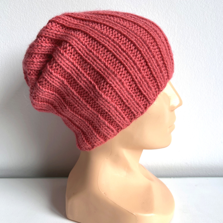 LAURIN – czapka z alpaki 100% beanie 9022 koralowy, jesień–zima