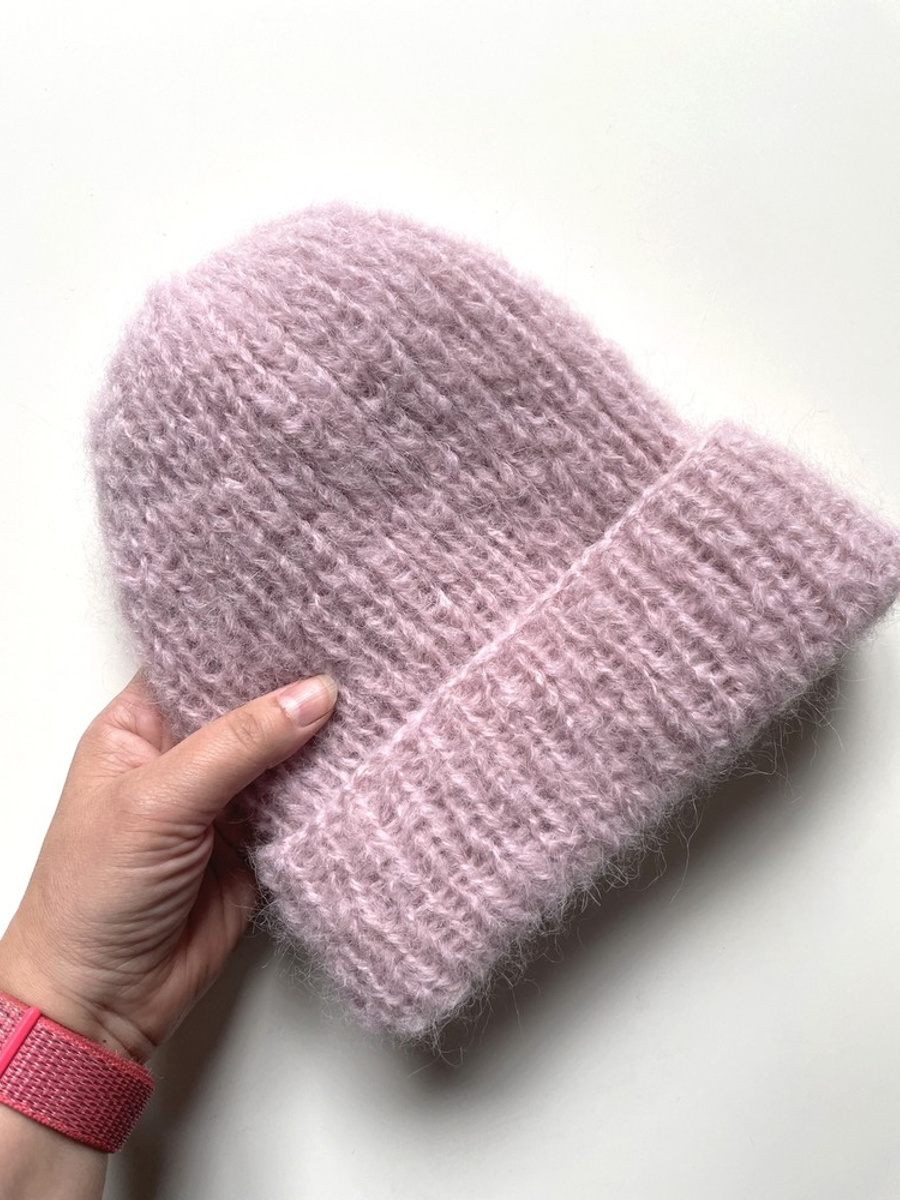 WATA CUKROWA – czapka z alpaki damska z merynosem 06 pudrowy róż