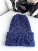 AUREA – ręcznie robiona ciepła czapka beanie baby merino + moher i jedwab dziecięca/damska 13/28 Granatowy