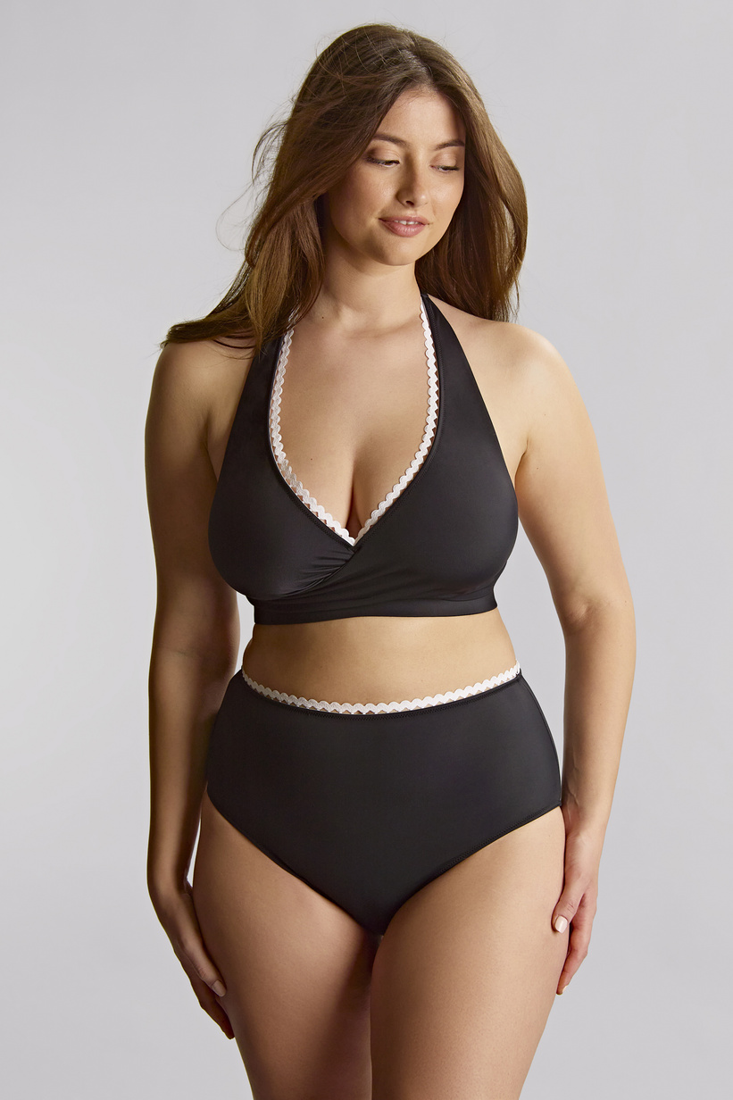 Wysokie majtki kąpielowe Panache Swim RIC RAC SW1755 High Waist Bikini Bottoms Ric Rac Black